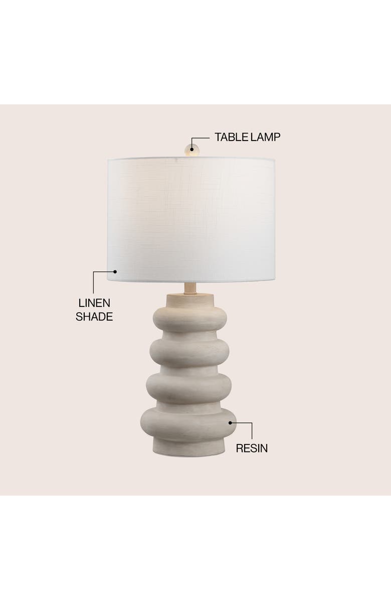 JONATHAN Y Juniper 26" Modern Minimalist Resin Stacked Ovoid LED Lamp, Alternate, color, Antique White