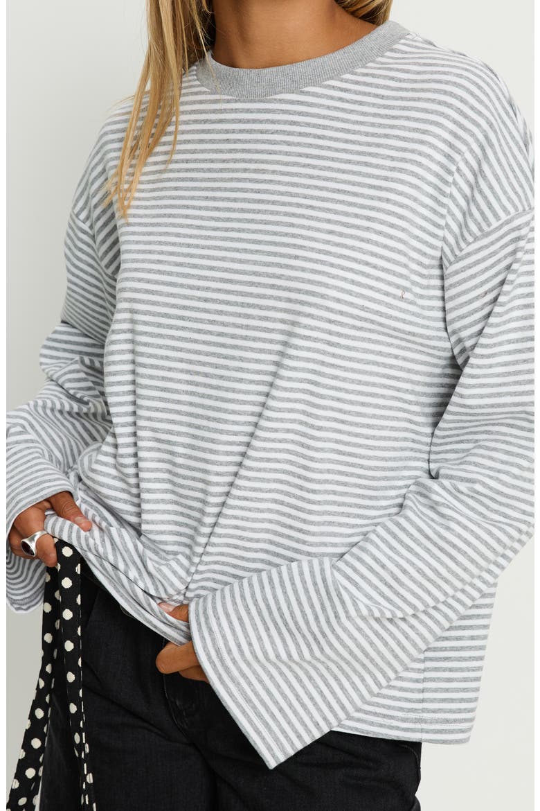 Settle Down Stripe Knit Top, Alternate, color, GREY / WHITE STRIPE
