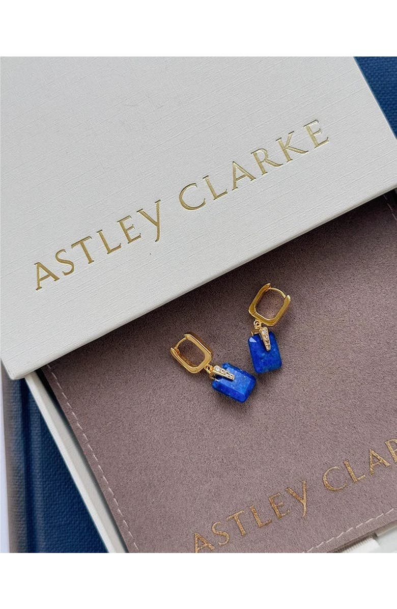 Astley Clarke Gold Deco Lapis Drop Huggies, Alternate, color, Lapis