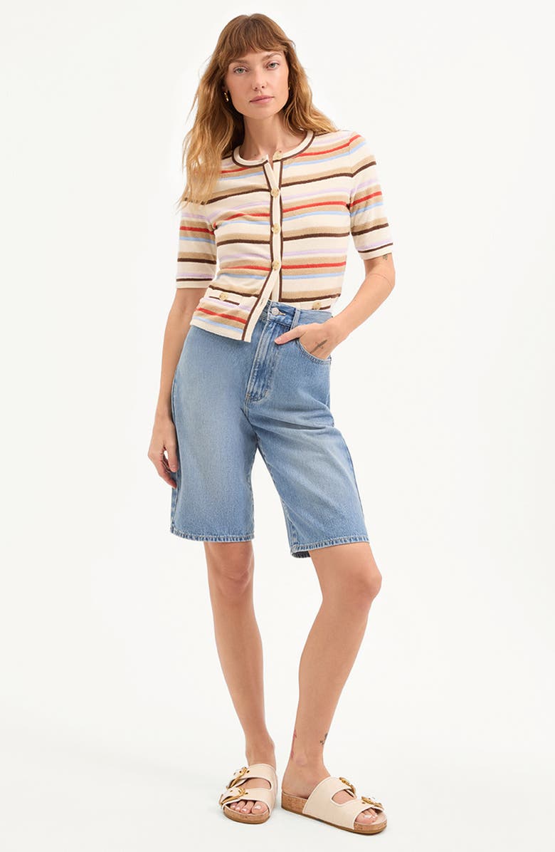 Veronica Beard Denim Bermuda Shorts, Alternate, color, Silverwood Blue