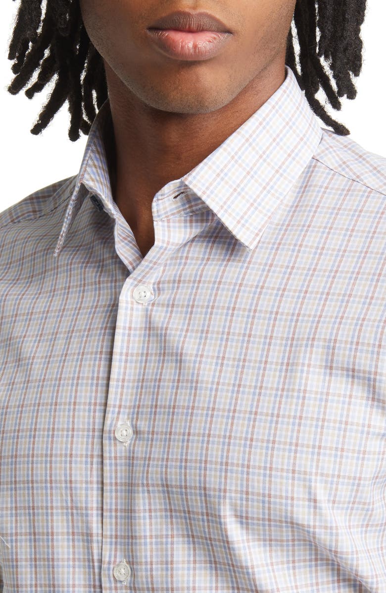 Duchamp Tailored Fit Plaid Dress Shirt, Alternate, color, 