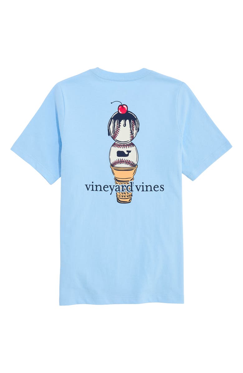 vineyard vines Kids' Baseball Ice Cream Cone Cotton Graphic T-Shirt, Alternate, color, Jake Blue