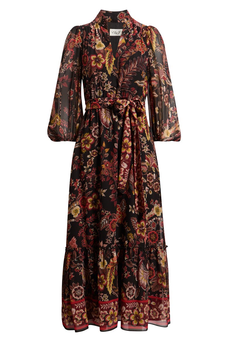 Paisley Chiffon Maxi Dress, Alternate, color, BLACK SAFFRO