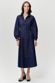 Exquise Arnaude Side Tie Long Sleeve Midi Dress