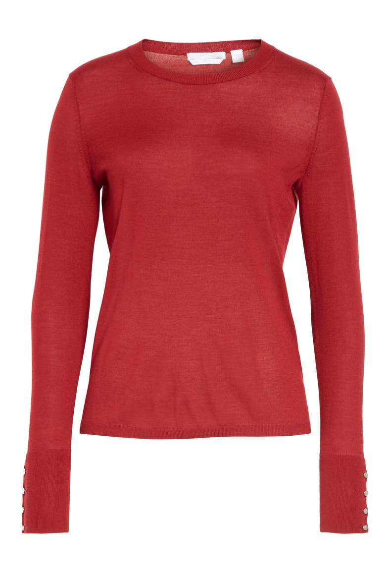 Frankie Cuff Detail Wool Sweater (Nordstrom Exclusive), Alternate, color, DARK RED