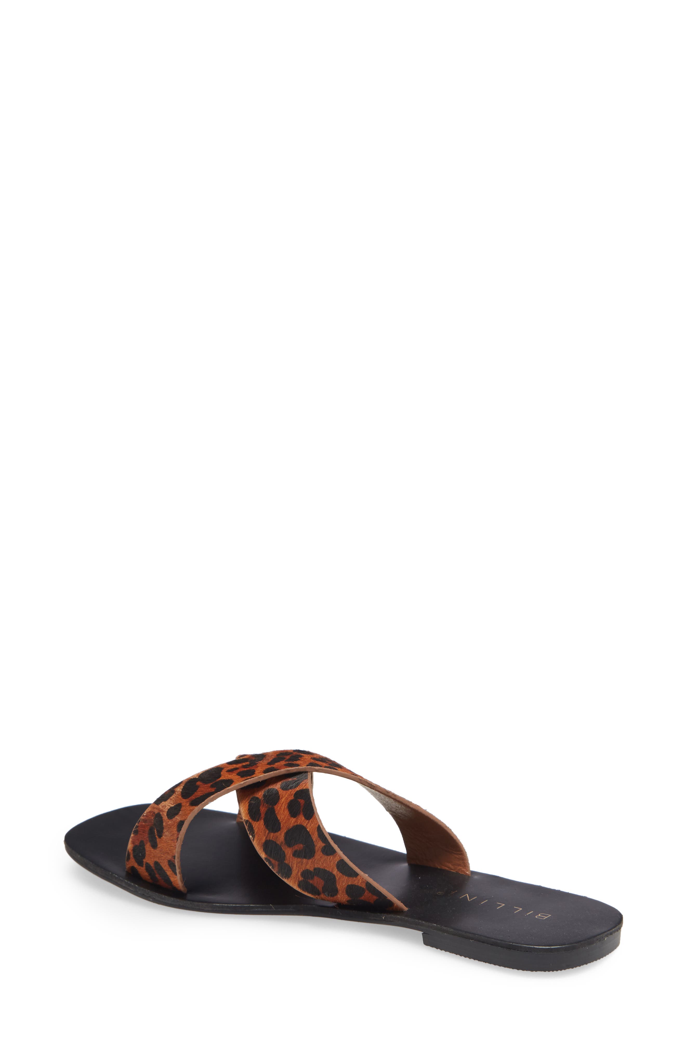 Billini Tahvo Leopard Print Genuine Calf Hair Slide Sandal, Alternate, color, 