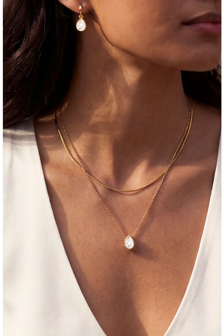 Elisa Layered Necklace, Reversible Pear Pendant, Alternate, color, Gold