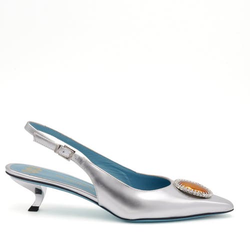Valentina Rangoni Veronika  Low Heel Sling Pump In Silver Luce