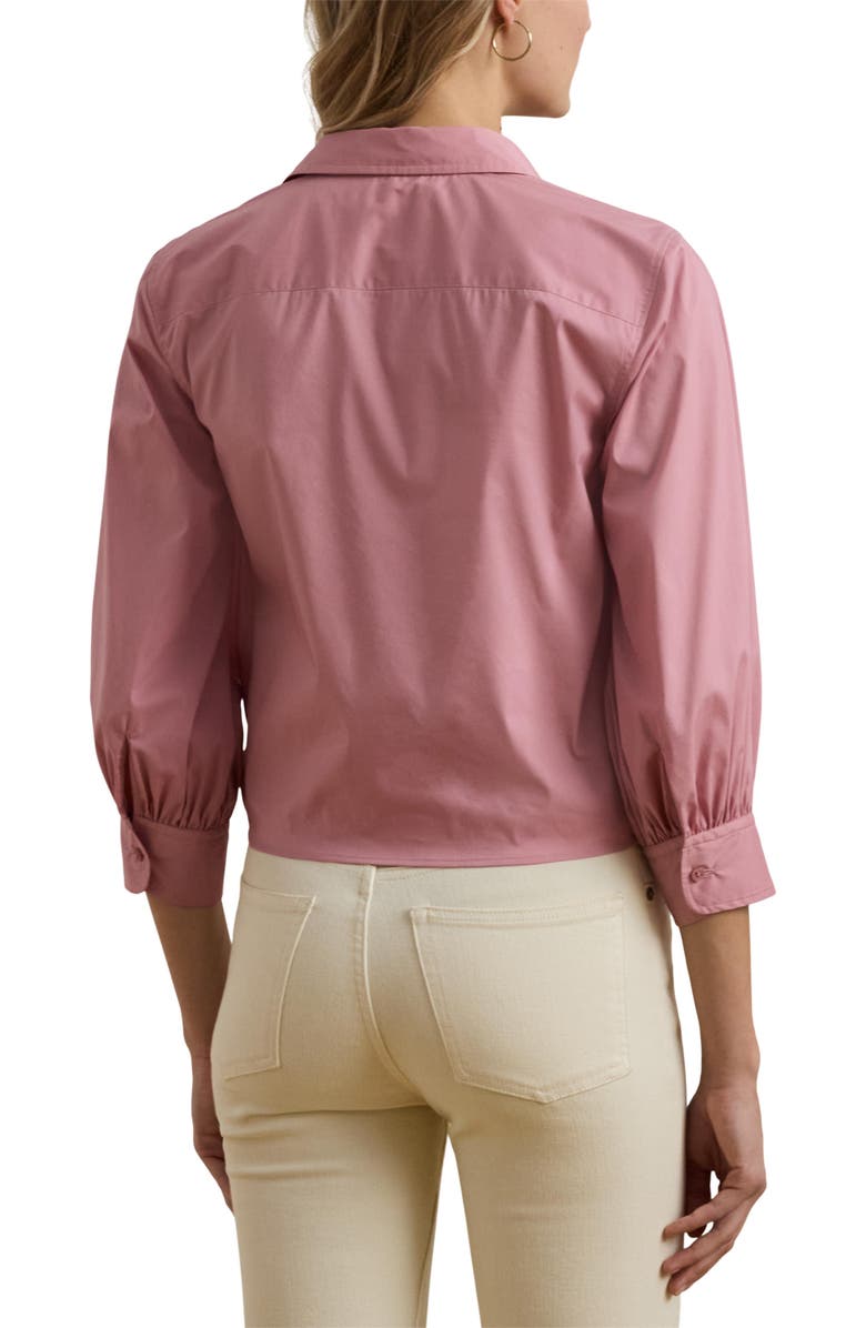 Lauren Ralph Lauren Front Tie Button-Up Shirt, Alternate, color, Rose Mauve