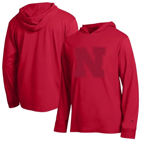 Men's Champion Scarlet Nebraska Huskers Tonal All-Star Long Sleeve Hooded T-Shirt