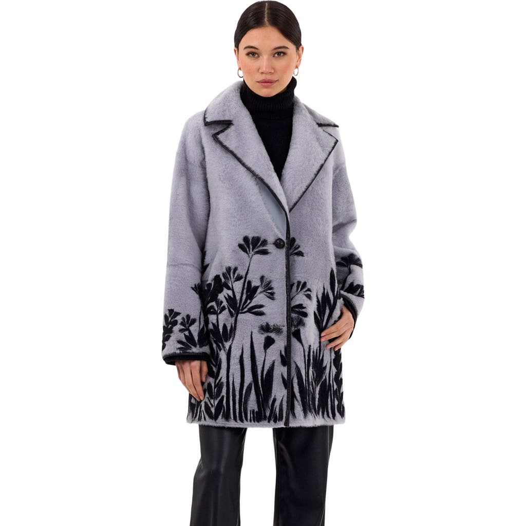 Gorski Reversible Shearling Lamb Short Coat In Gray