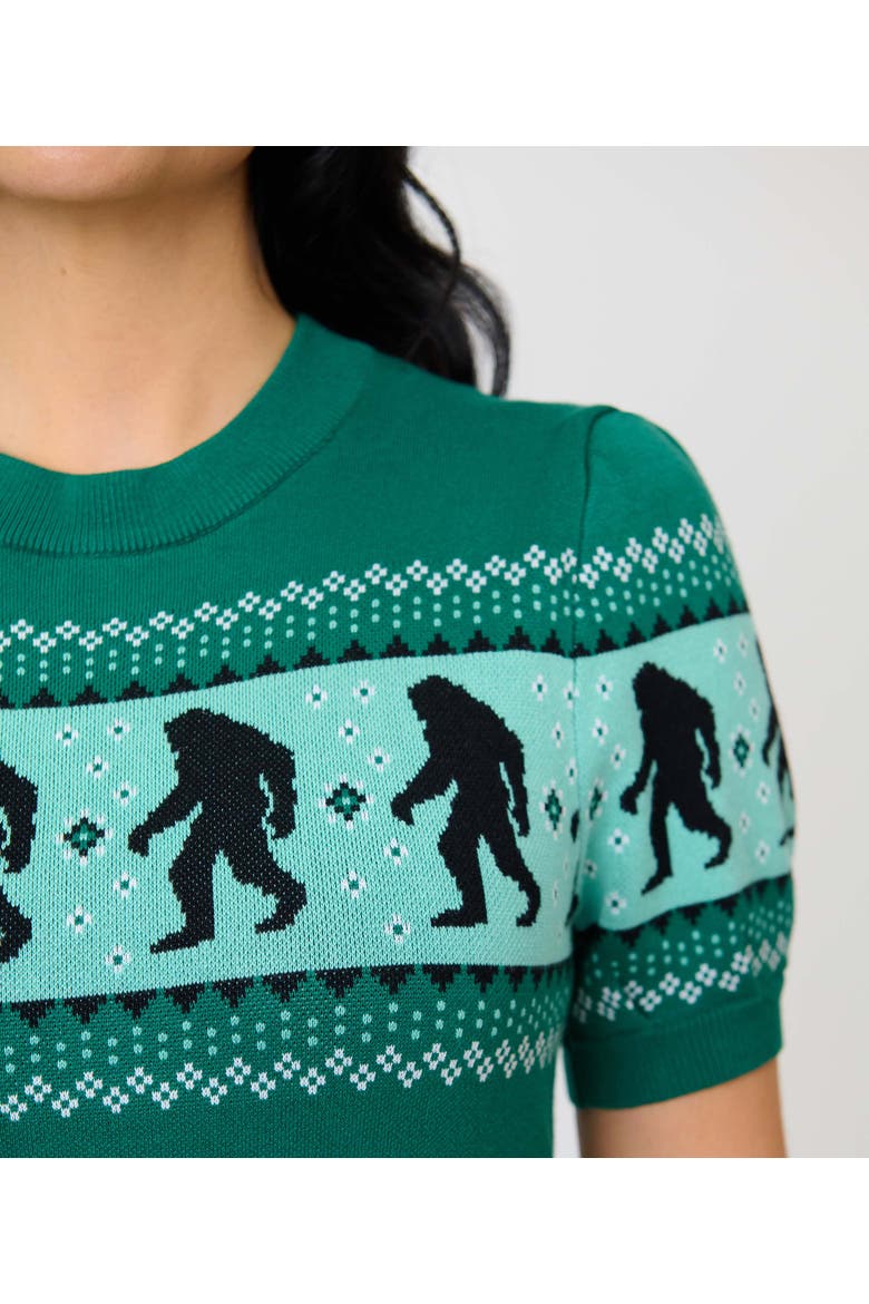 Paige Sweater, Alternate, color, Green Sasquatch Print