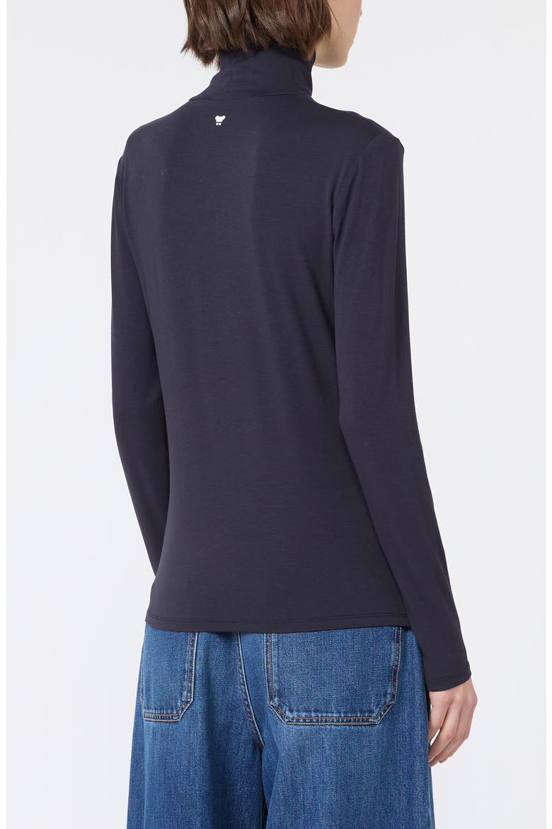 Turtleneck Jersey Top, Alternate, color, NAVY