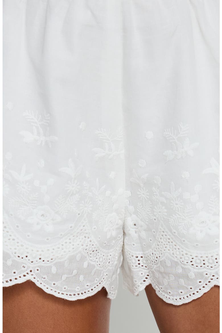 Madison Avenue Embroidered Cotton Shorts, Alternate, color, WHITE