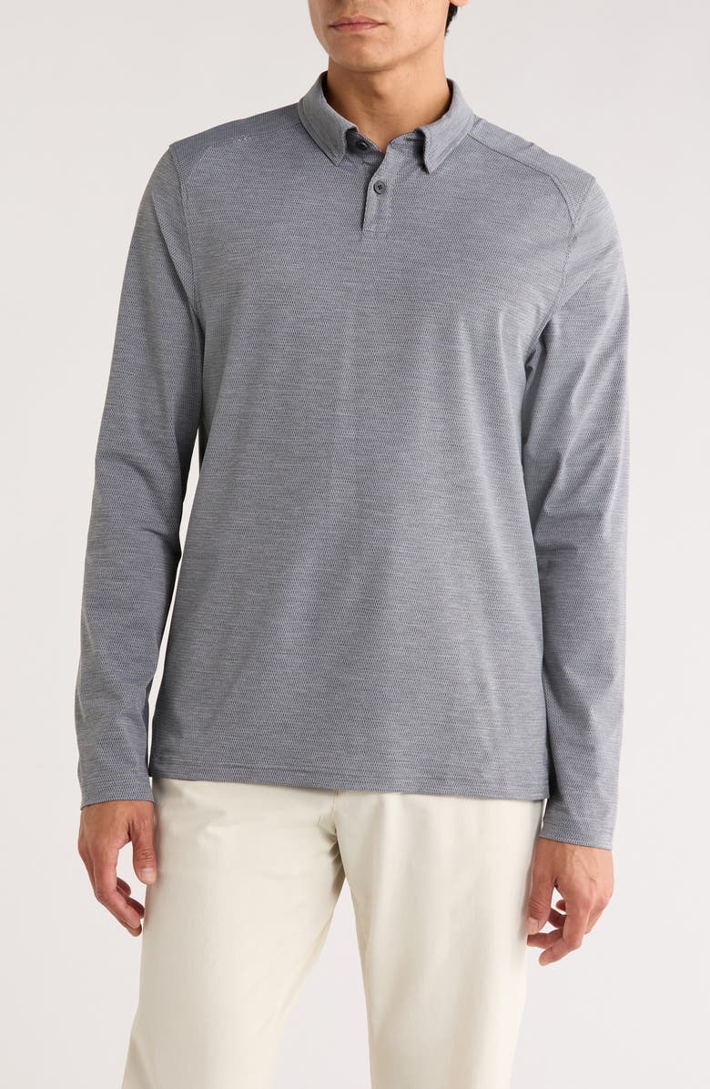 Rhone Commuter Long Sleeve Polo, Main, color, Gray/ Black