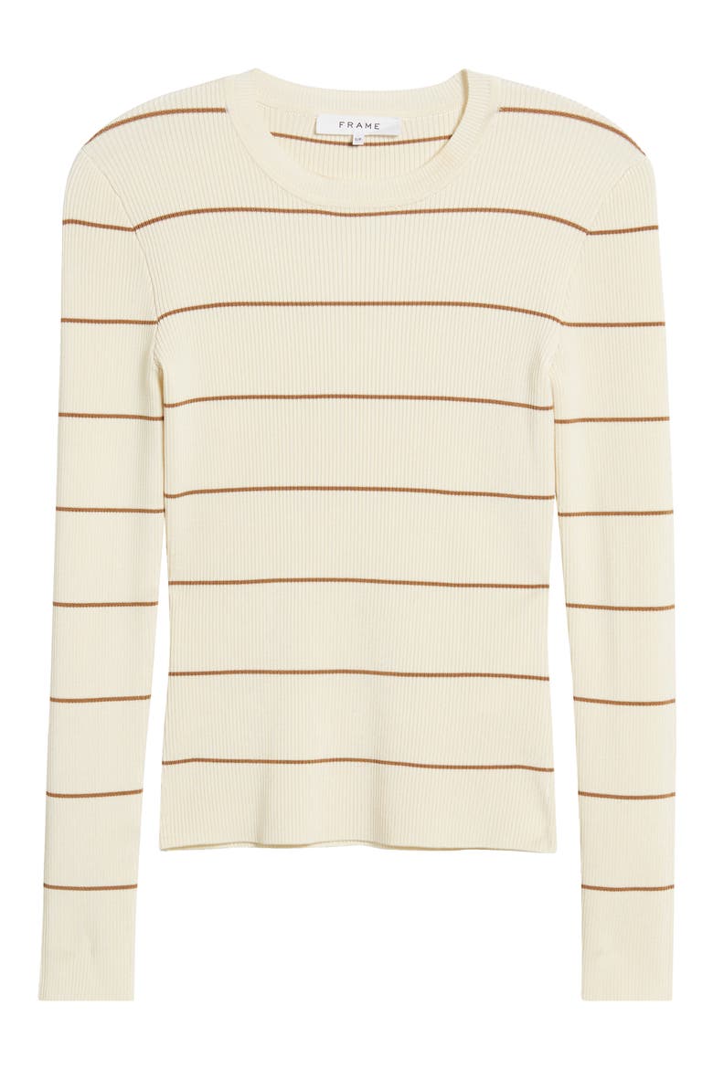 Stripe Rib Long Sleeve Top, Alternate, color, CAMEL MULTI