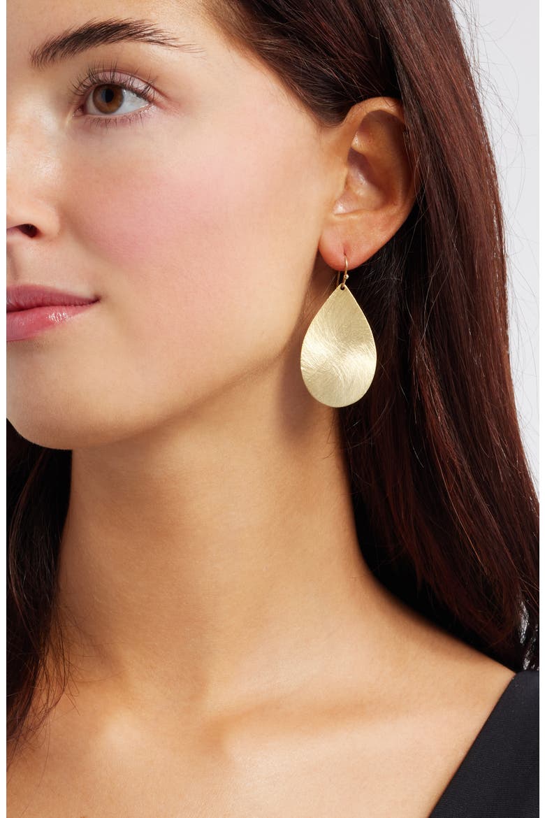 Large Brushed Teardrop Earrings, Alternate, color, GOLD
