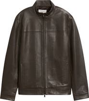 Nordstrom Stand Collar Leather Bomber Jacket