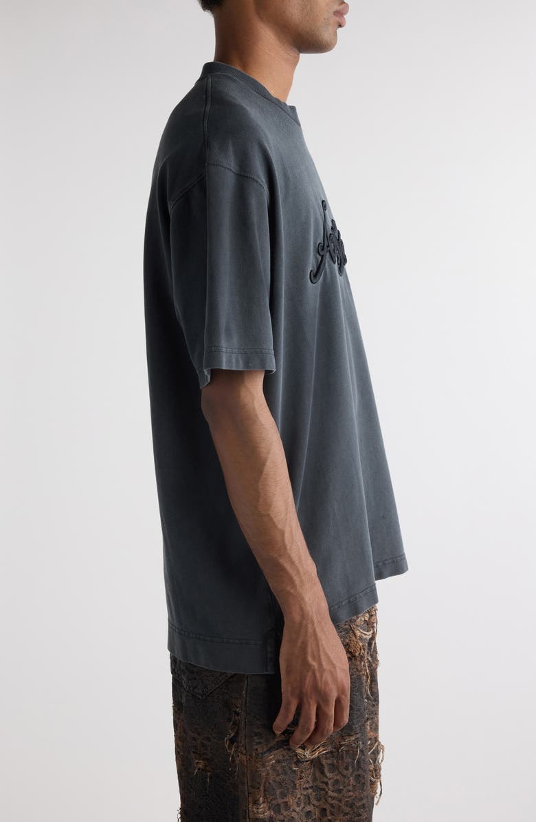 Acne Studios Tourist Logo Embroidered Cotton T-Shirt, Alternate, color, Faded Black