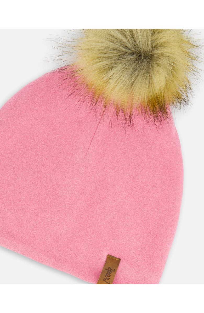 Deux par Deux Baby Girl's Mid-Season Jersey Detachable Pompom Hat Candy Pink, Alternate, color,