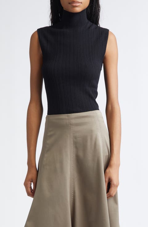Federica Sleeveless Ribbed Funnel Neck Sweater