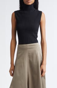 Proenza Schouler Federica Sleeveless Ribbed Funnel Neck Sweater