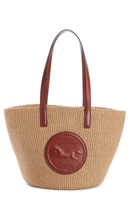 Chloé Beige Horse Medal Large Basket Bag In 27s Sepia Brown