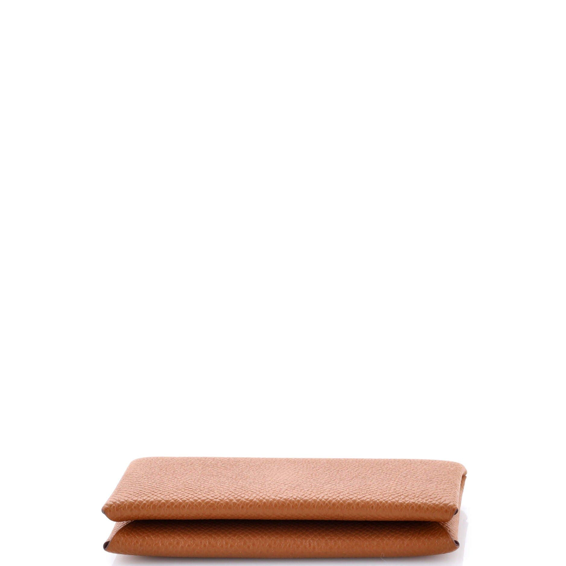 Pre-Owned Hermes Calvi Duo Card Holder Epsom, Alternate, color, Gold