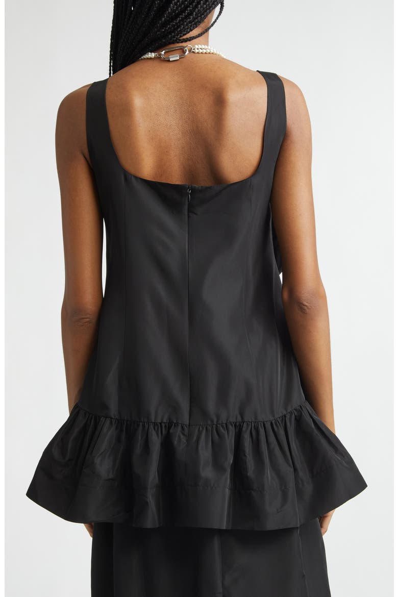 Pressed Rosette Tilted Taffeta Peplum Top, Alternate, color, BLACK/ BLACK