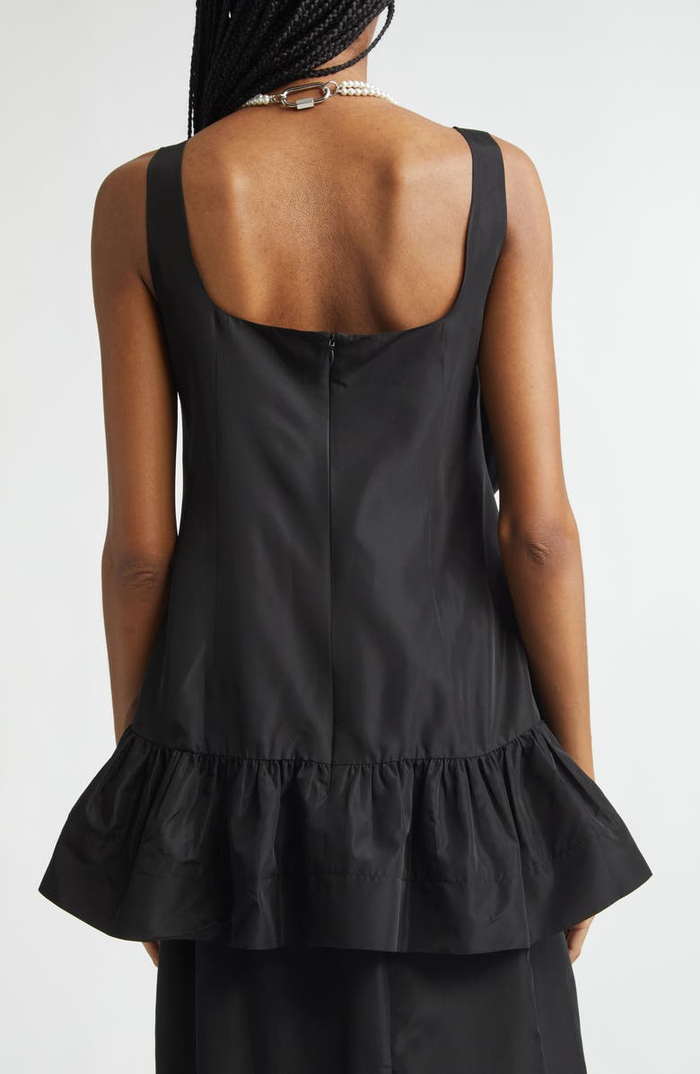 Simone Rocha Pressed Rosette Tilted Taffeta Peplum Top, Alternate, color, Black/ Black