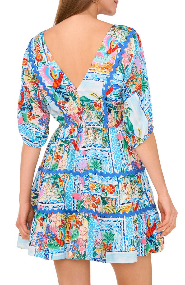 Vince Camuto Balloon Sleeve Tiered Fit & Flare Dress, Alternate, color, Multi