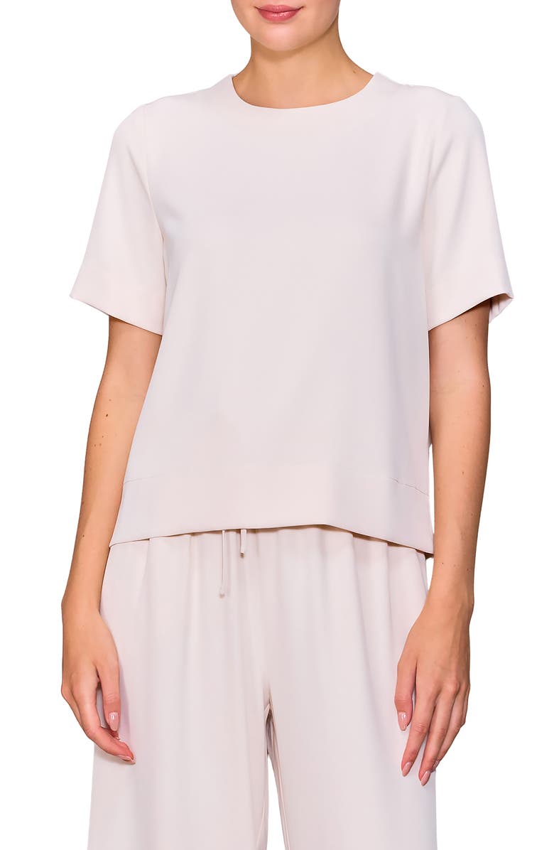 MELLODAY Boxy Stretch Crepe T-Shirt, Main, color, Bone