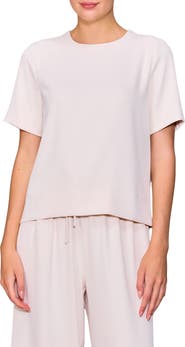 MELLODAY Boxy Stretch Crepe T-Shirt
