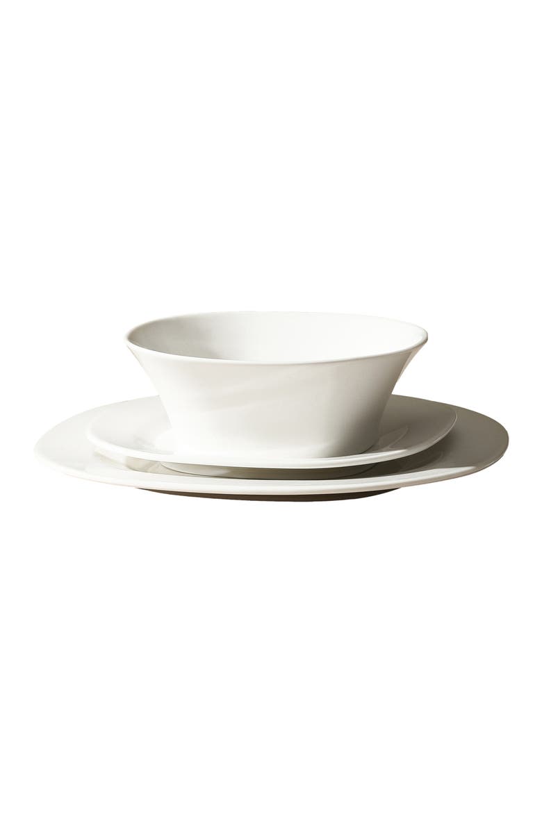 Quadro Porcelain 12-Piece Dinnerware Set, Alternate, color, White