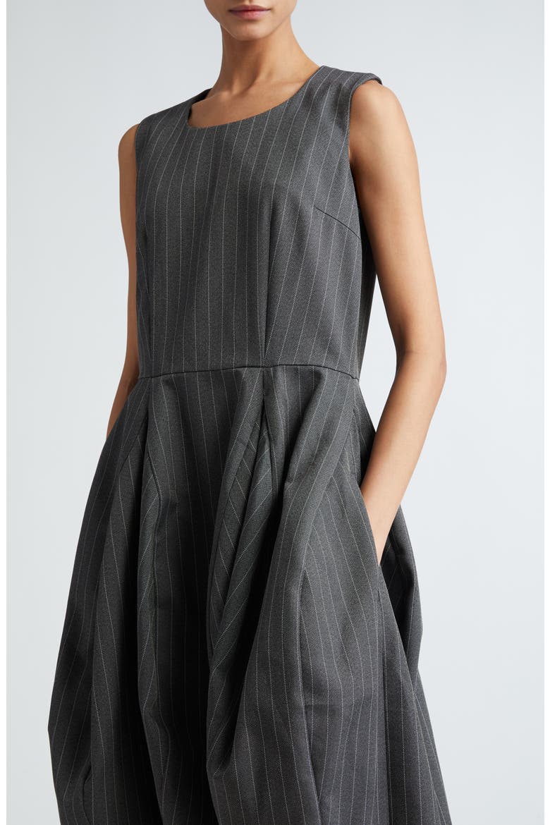 Pinstripe Sleeveless Serge Dress, Alternate, color, GREY
