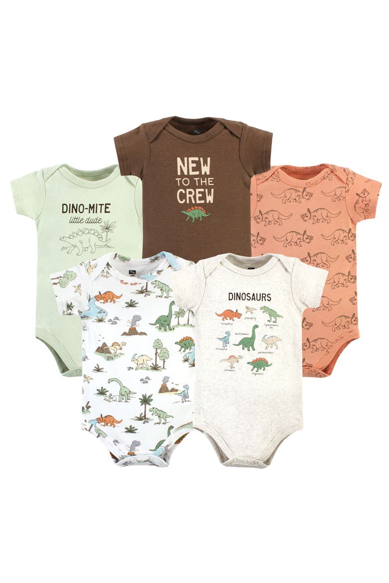 Five-Piece Set of Cotton Infant All-in-One Bodysuits, Main, color, Dinosaur Adventures 5-Pack
