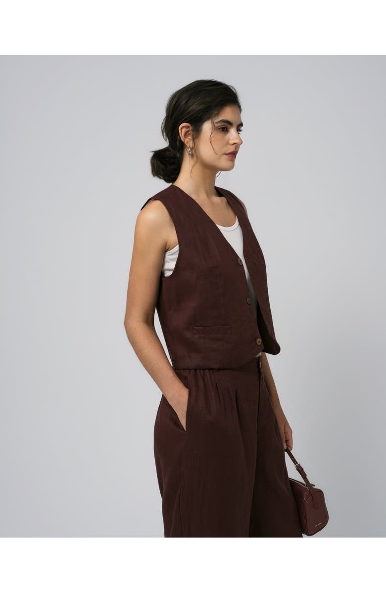 JUANA Hemp Tailored Vest, Alternate, color, Brown