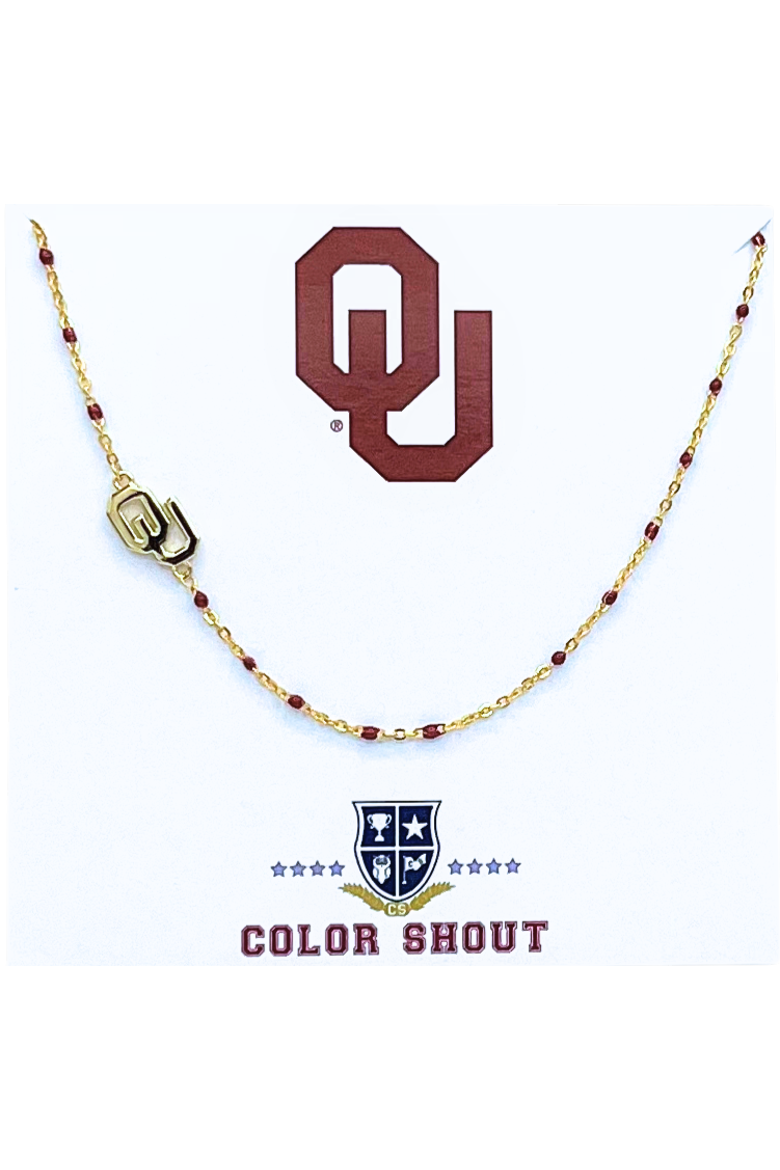 University of Oklahoma Side Necklace, Main, color, Yellow Gold