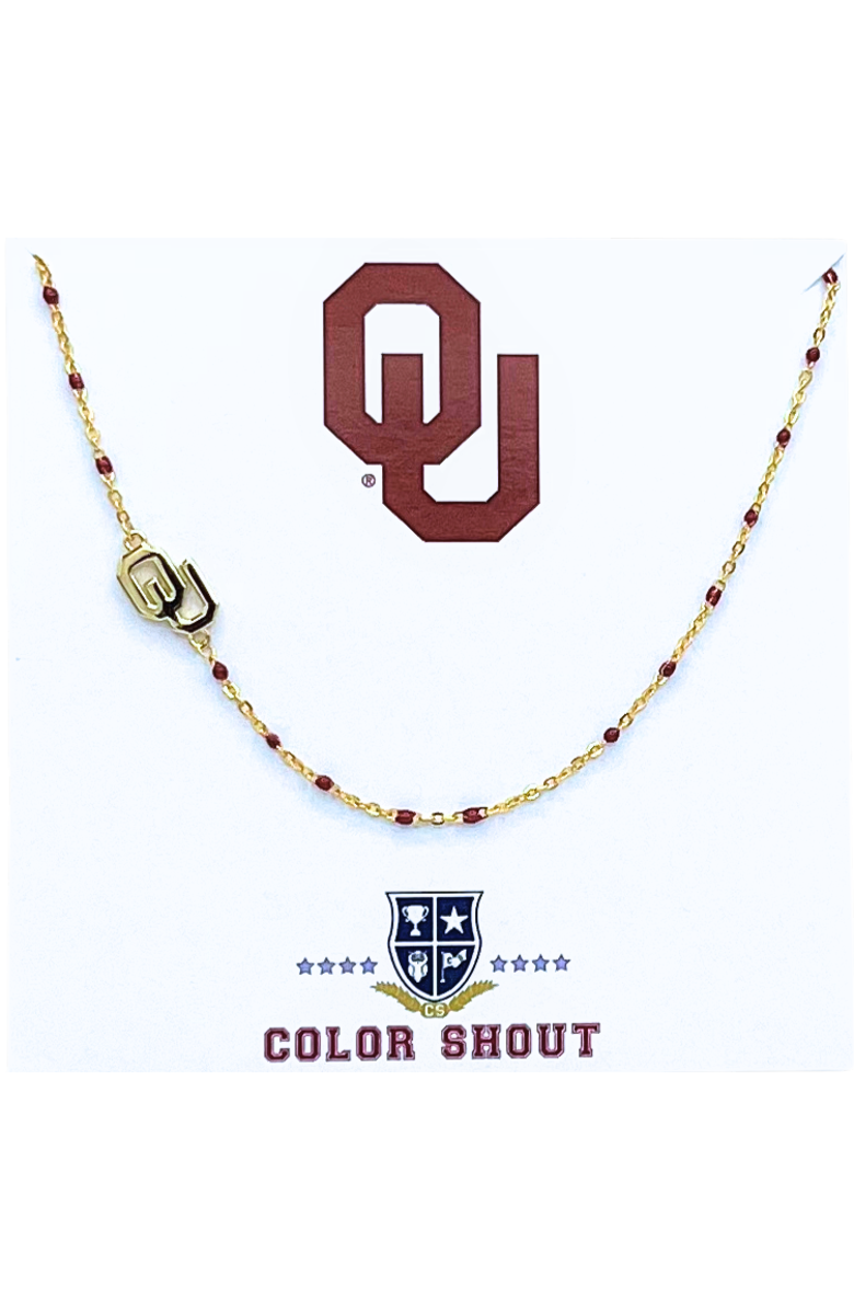 Color Shout University of Oklahoma Side Necklace, Main, color, Yellow Gold