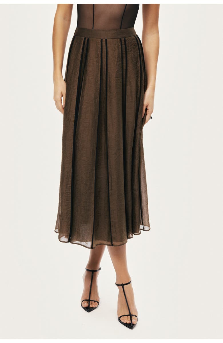 Nocturne Sheer Pleated Midi Skirt, Alternate, color, Camel