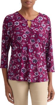 Jones New York V-Neck Top with Trim