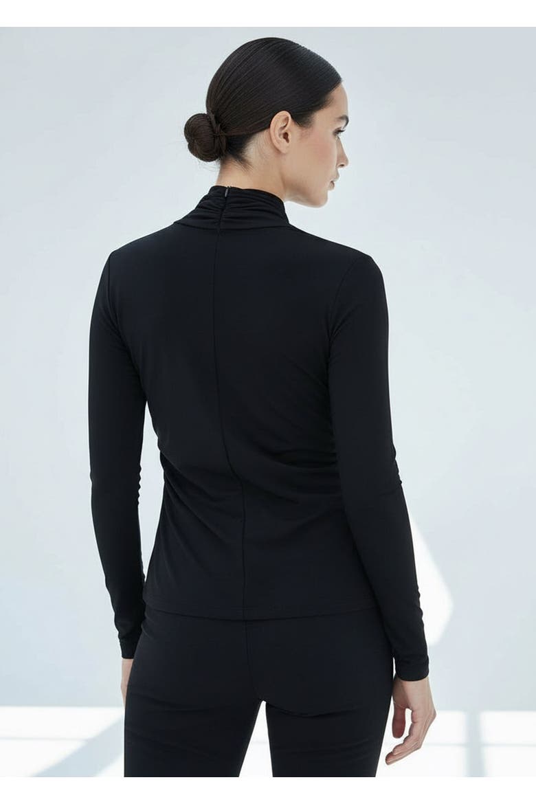 Paola Drape Neck Blouse, Alternate, color, BLACK