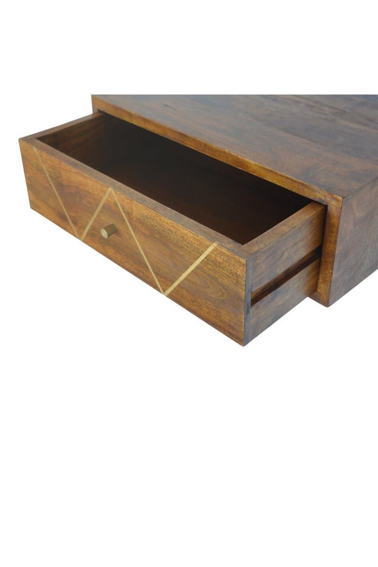 Solid Wood Floating Brass Bedside, Alternate, color, Chestnut