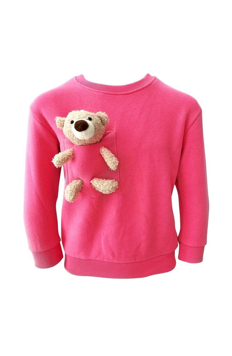 Lola + The Boys Teddy Buddy Bear Crewneck, Alternate, color, Pink