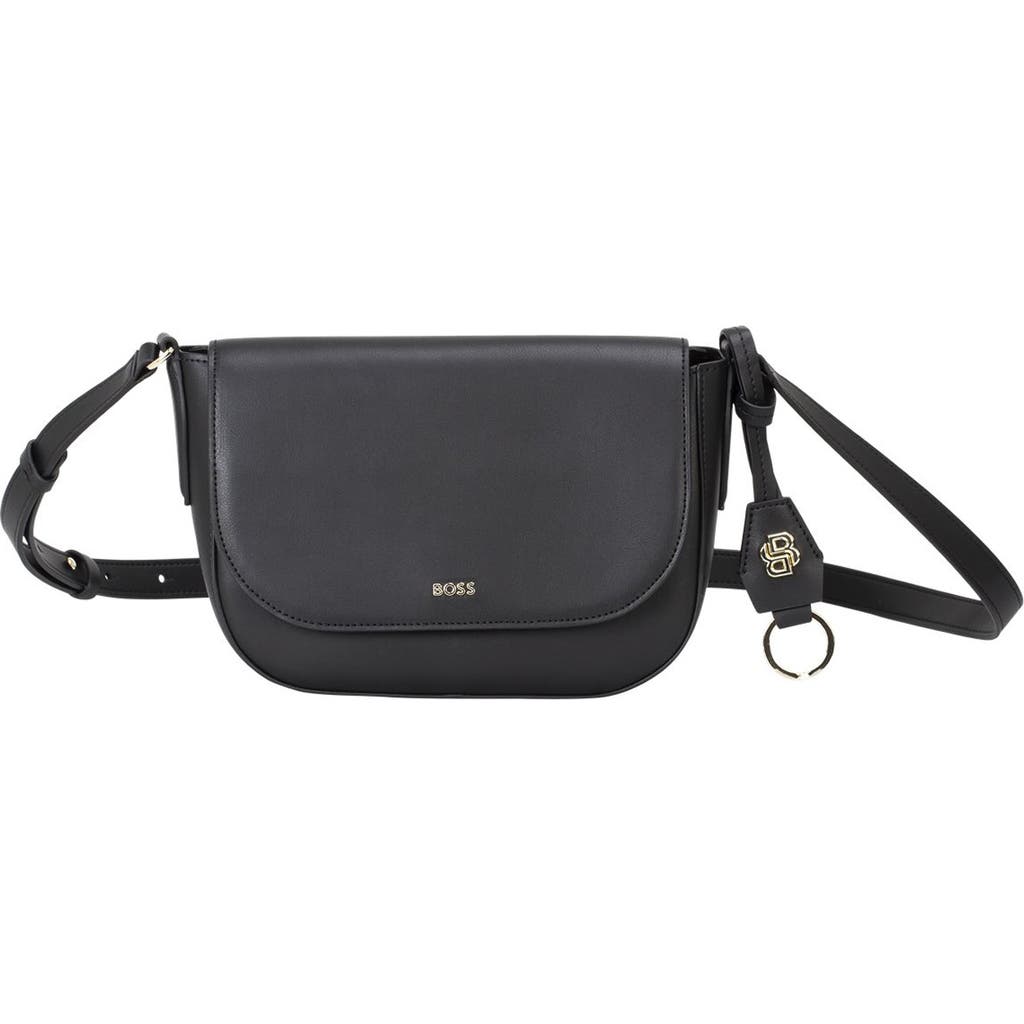 Hugo Boss Hugo Numah Leather Saddle Crossbody Bag In Black