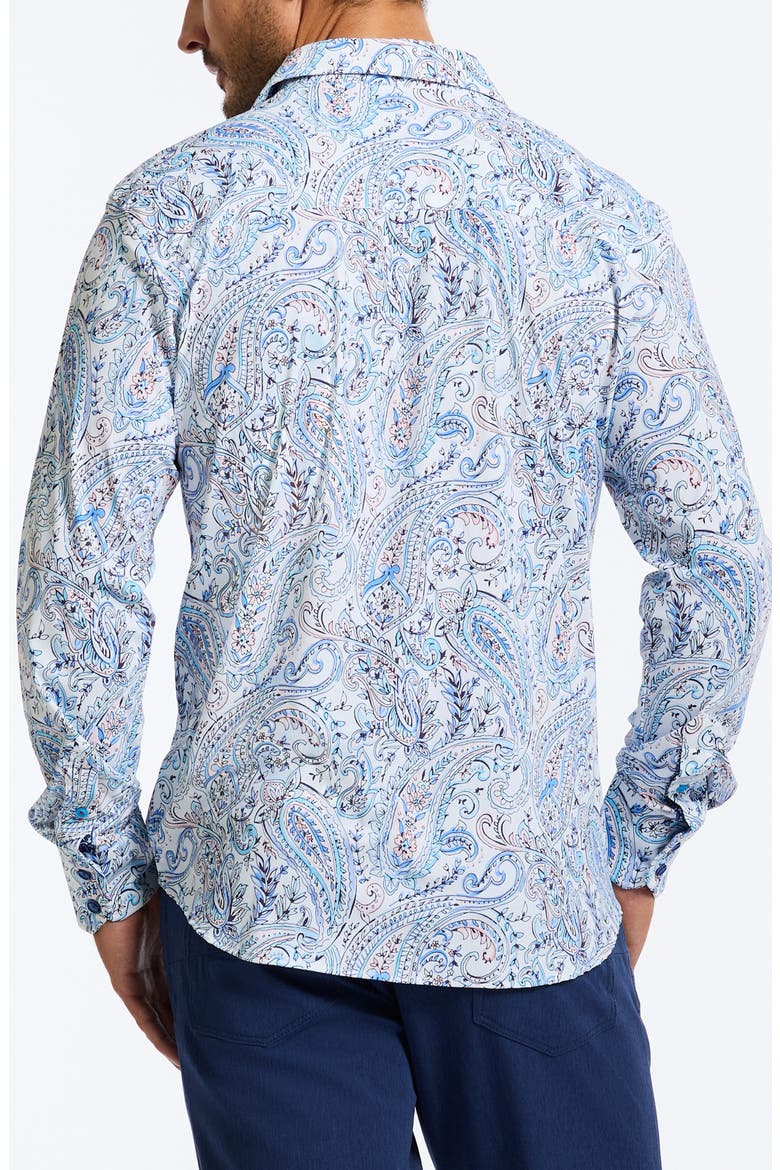 Muir Classic Fit Paisley Knit Button-Up Shirt, Alternate, color, BLUE