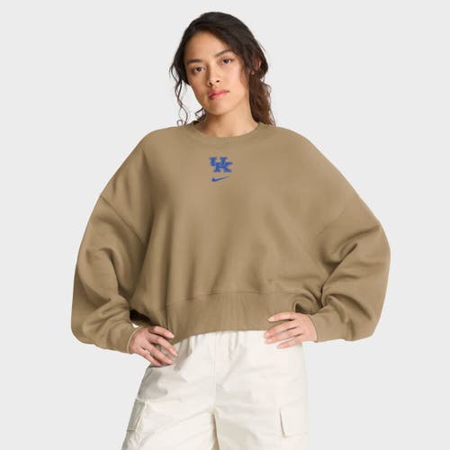 Nike Tan Kentucky Wildcats Oversized Phoenix 2-hit Pullover Sweatshirt In Brown