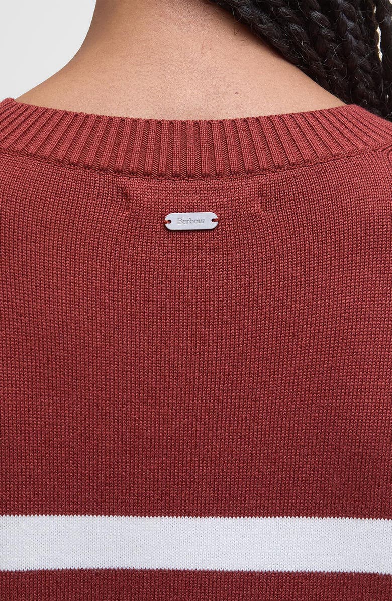Barbour Stripe Cotton Blend Sweater, Alternate, color, Burnt Henna Stripe
