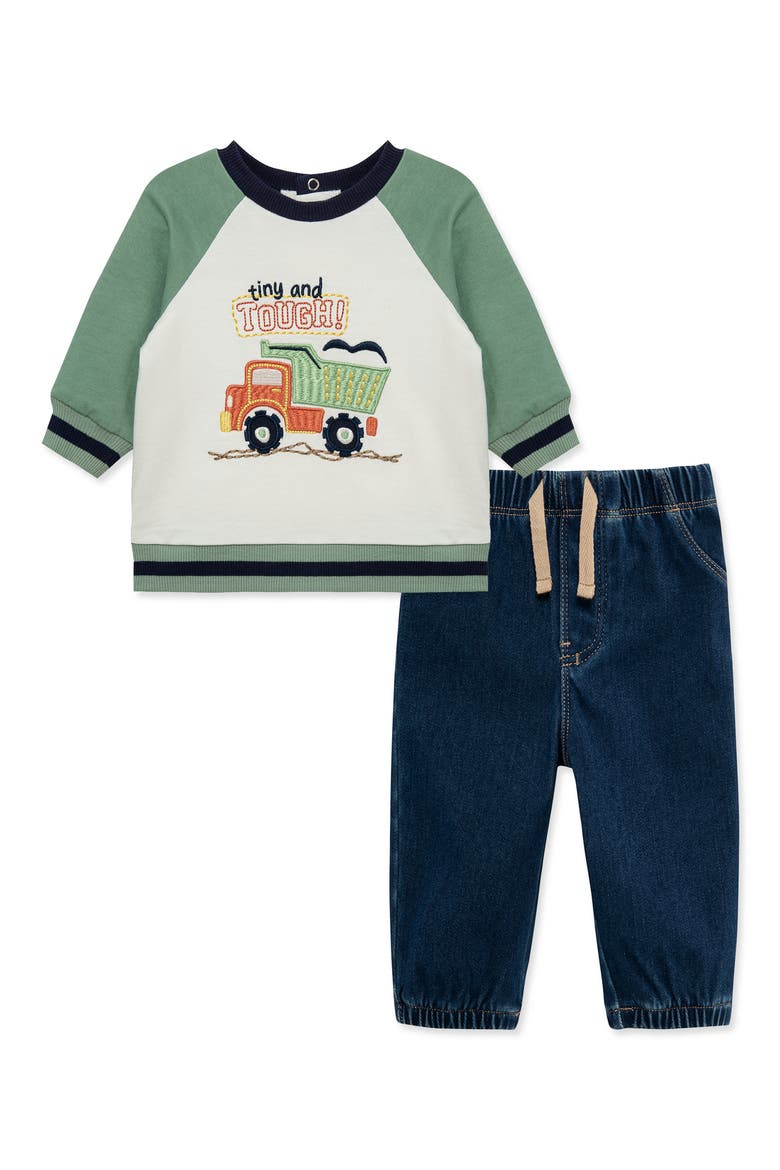 Big Truck Active Top & Denim Joggers Set, Main, color, DENIM