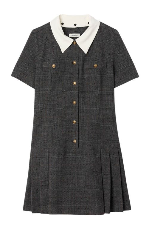 Sandro Short Pleated Dress With Rhinestones In Multi